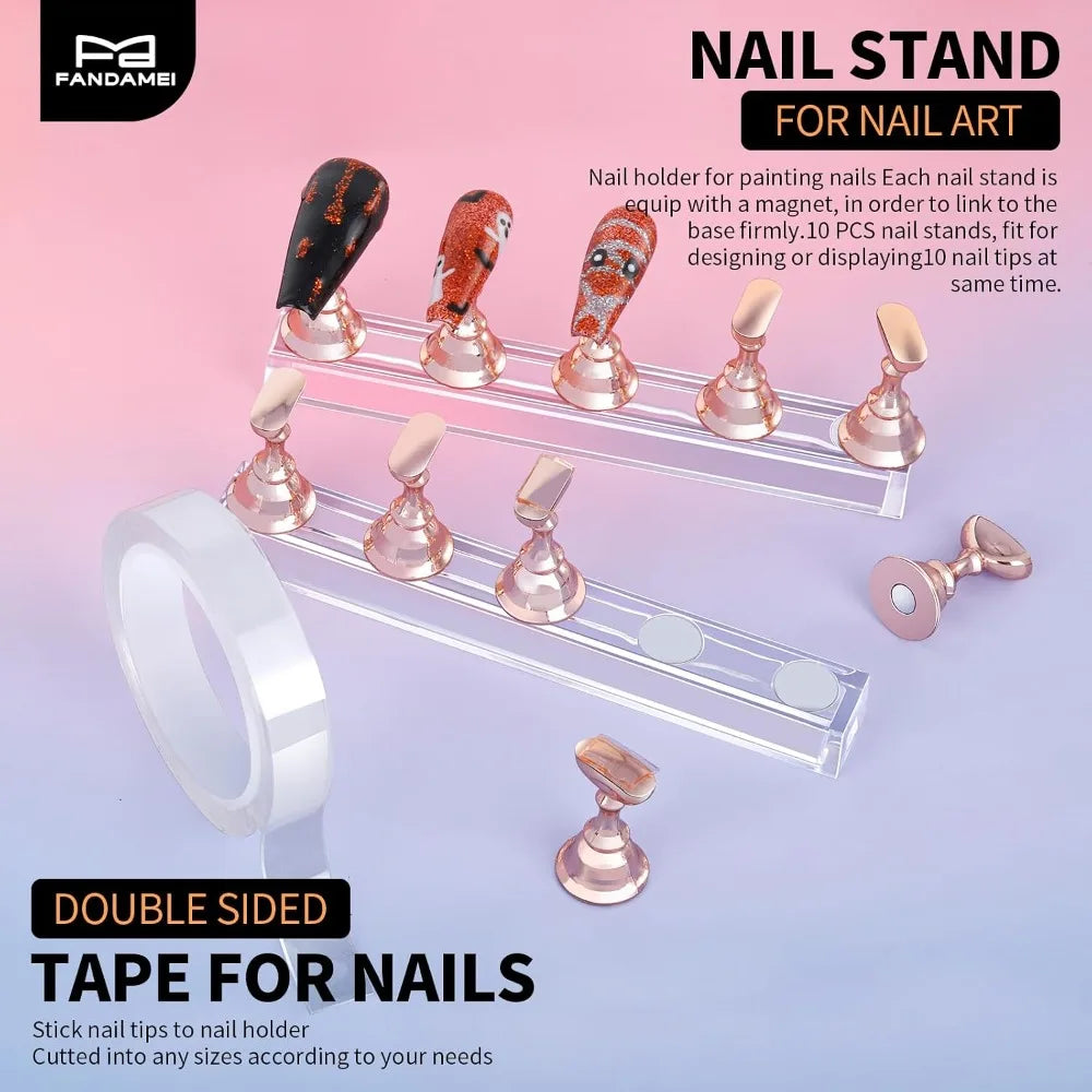15 PCS Nail Art Brushes and 5 PCS Dotting Tools Set with Nail Stand Holder for Painting Press On Nails Manicure Design Professional Salon Art Tool Kit