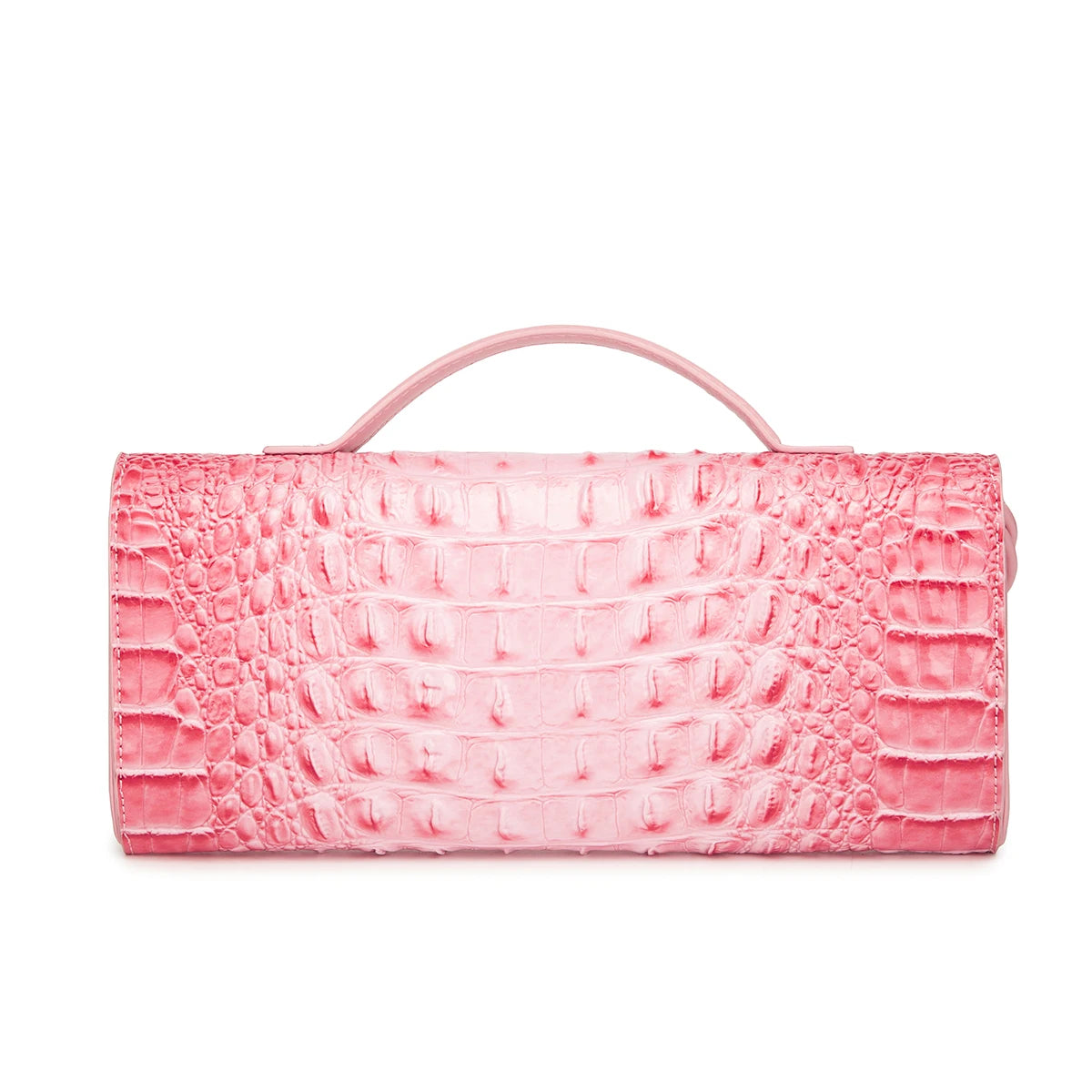 Crocodile Embossed Rectangular Clutch Handbag with Top Handle & Detachable Crossbody Strap, Twist Lock Flap Shoulder Bag for Outdoor Camping Beach Travel Wedding Occasions, Large Capacity Portable Shoulder Purse Holding Smart