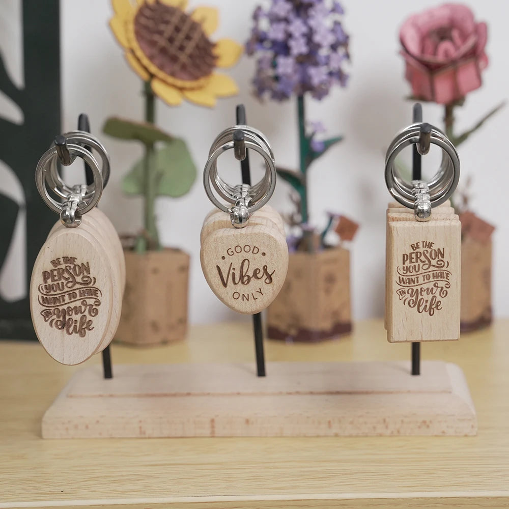 20PCS Mixed Shape Blanks Wood Keychains Suitable for Laser Engraving Gift Wholesale DIY Tag Laser Keychain Making Name Logo Gift