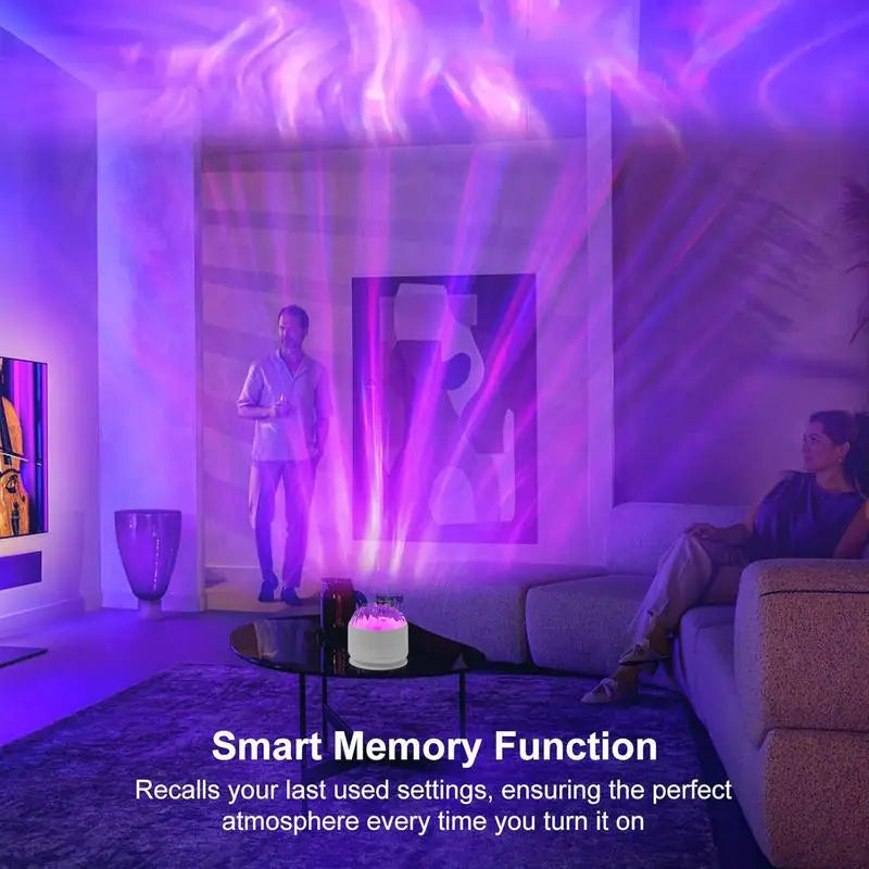2 Modes Ocean Wave Projector Lamp 3D Water Ripple LED Night Light Romantic Atmosphere Projection Lamp for Bedroom Home Decor