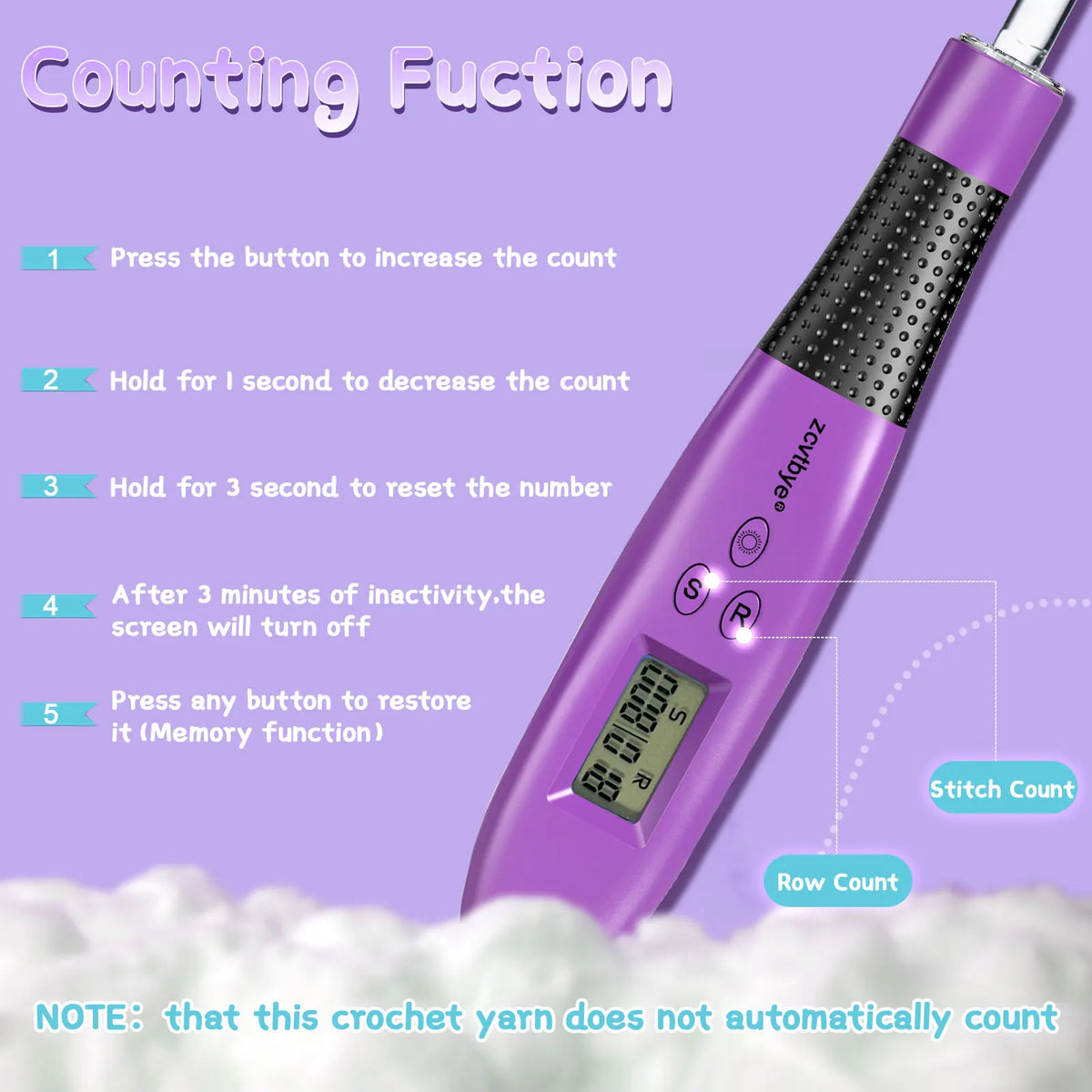 24PCS Crochet Hook Set With Counter Ergonomic Knitting Needles Kit with Led Light&Row Digital Counter DIY Tool for Knitting Hook