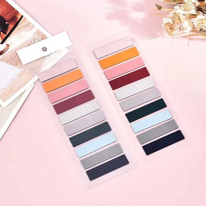 Self-Stick Notes, PET Waterproof Sticky Notes, Solid Color Plain Notepad, Cute Stationery Decals for Students Scrapbooking Journal, School Gift