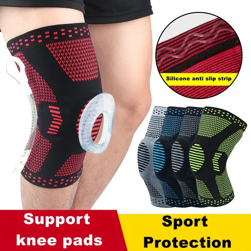 Pack of 2 Anti-Slip Grip Knitted Pattern Polyester Blend Knee Compression Sleeves - Patella Support Pads, Breathable Sports Protectors for Men & Women with Knee Pain Relief, Pack Of Two