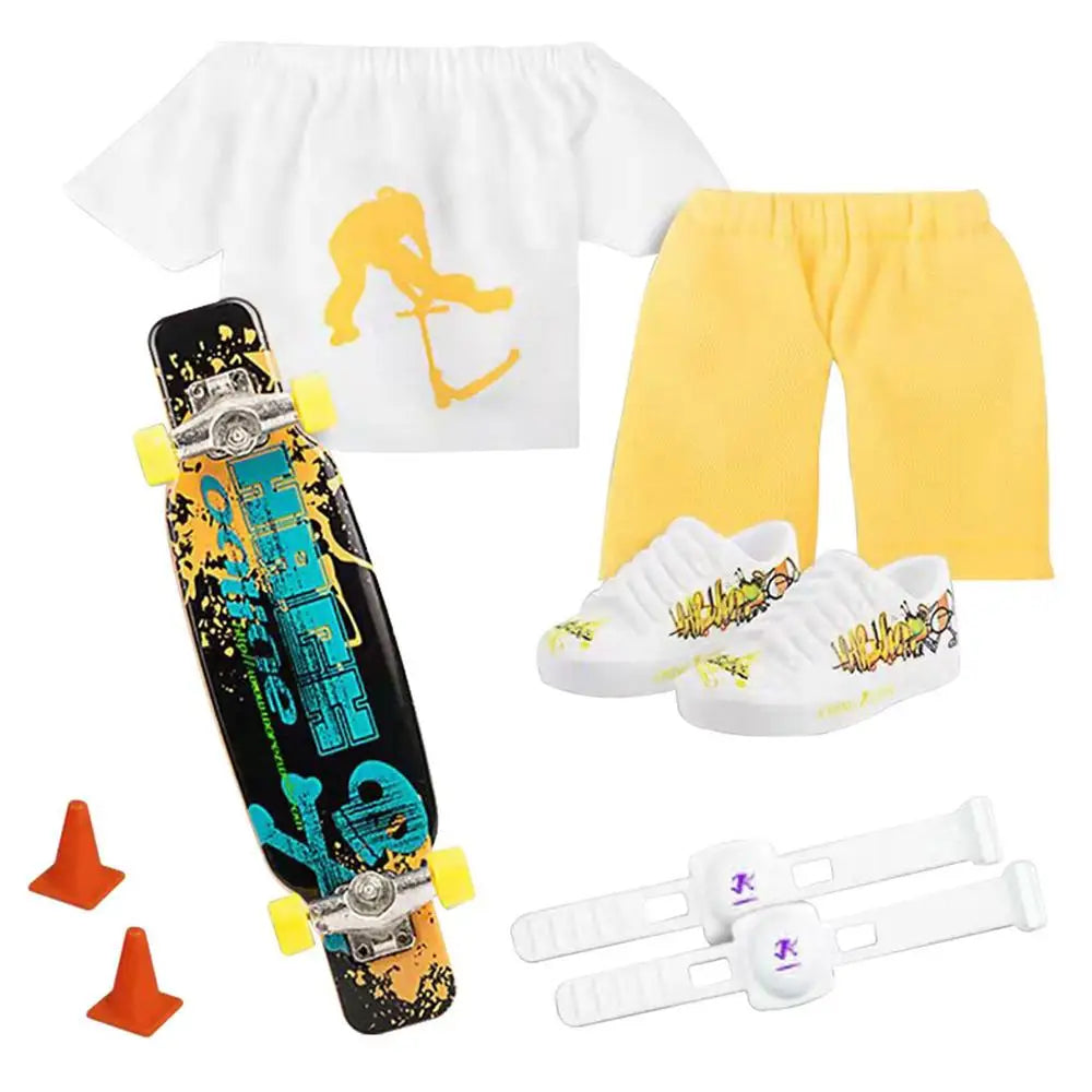 Mini Finger Scooter Set Mini Finger Skateboard With Pants And Shoes Halloween Party Favor Kids' Birthday Gift Game Toys