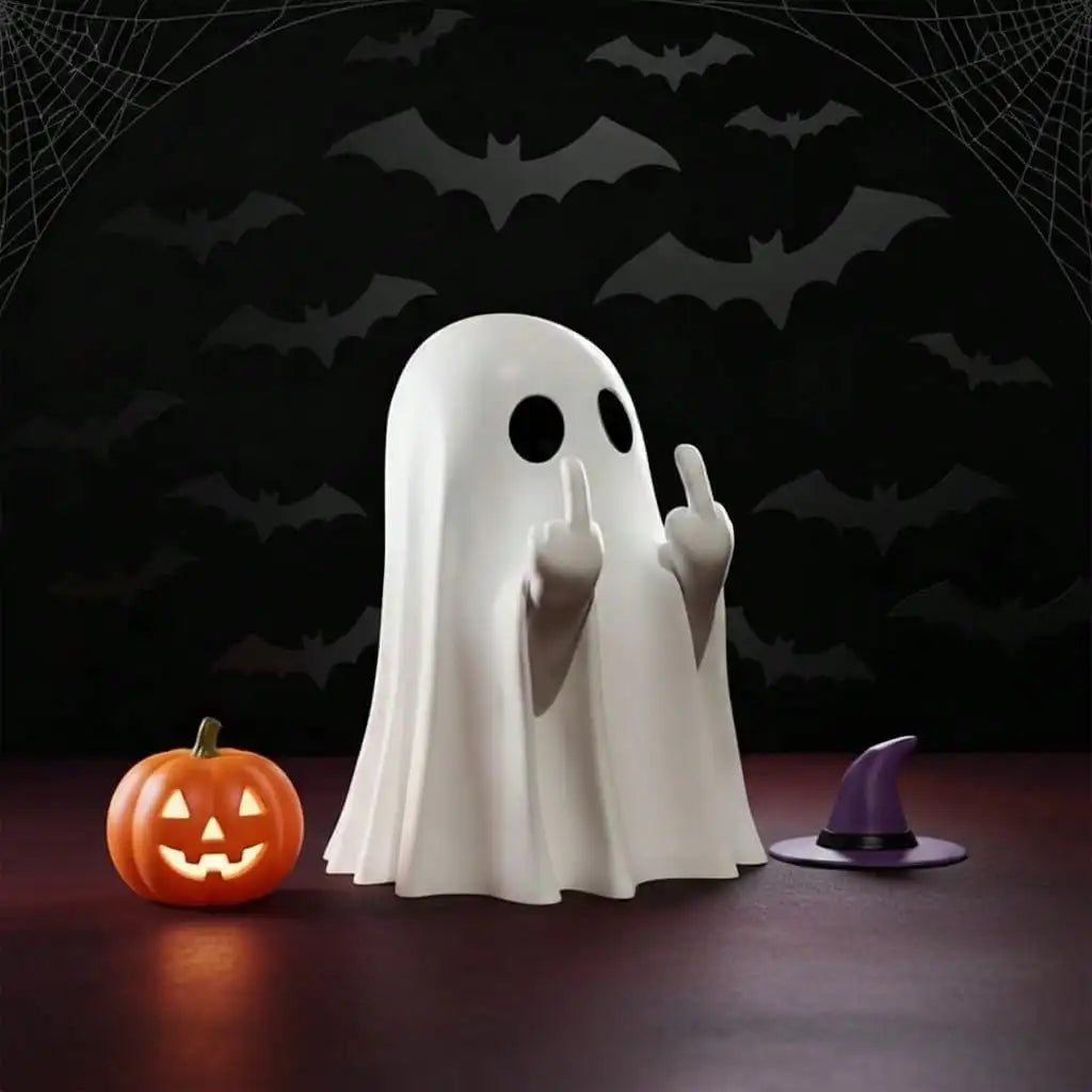 Halloween Ghost Figurine - Spooky Resin Finger Statue, Cute Decor for Halloween Decorations, Porch and Indoor Spooky Home Decor, Christmas, Office Desk Gifts, Novelty Party Favor
