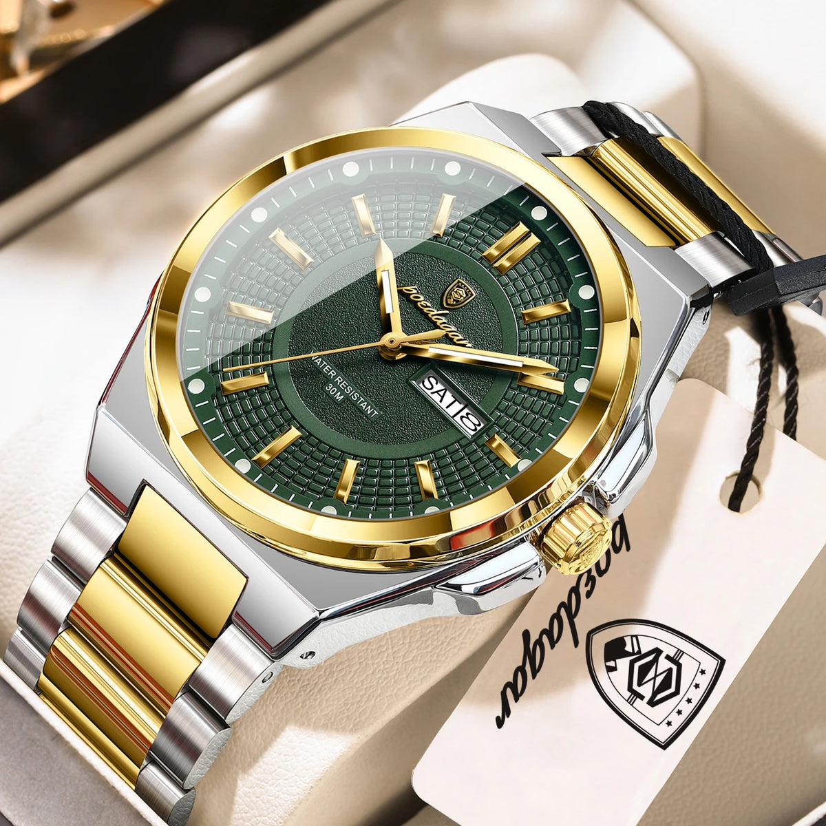 POEDAGAR Original Business Quartz Men Wristwatch High Quality Stainless Steel Waterproof Luminous Stylish Man Watch Date Week Fashion Casual Men's Watches
