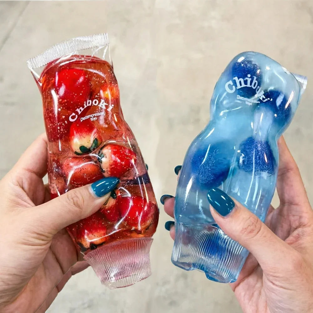 1pc Cute Fruit Maltose Filled Squishy Toy TPR Soft Deformable Squeeze Toy Slow Rebound Stress Relief Fidget Toy Relaxation Toys.