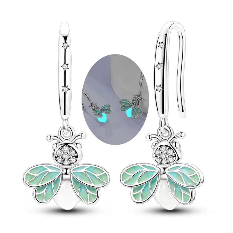 MULA 925 Sterling Silver Earring Stud For Women Fine Jewelry Gift Butterfly Four-leaf Clover Flowers Firefly Zircon Hoop Earring