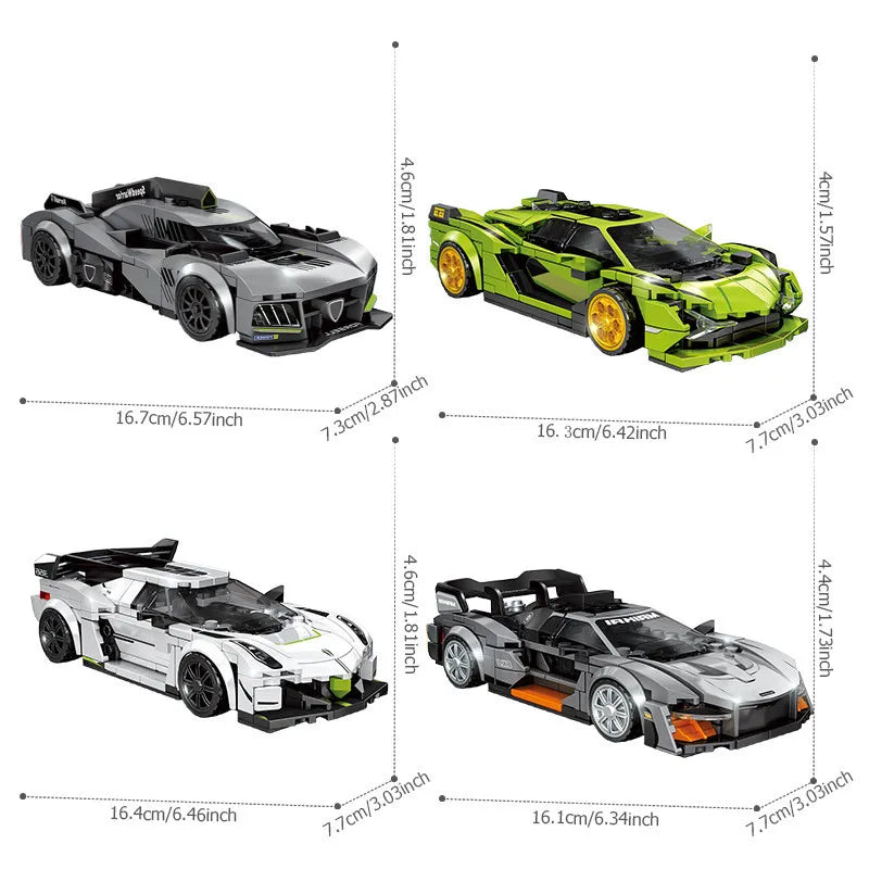 Sports Car Supercar Assembly Building Blocks MOC Racing Vehicle Model Construction Set Toys Christmas Gift