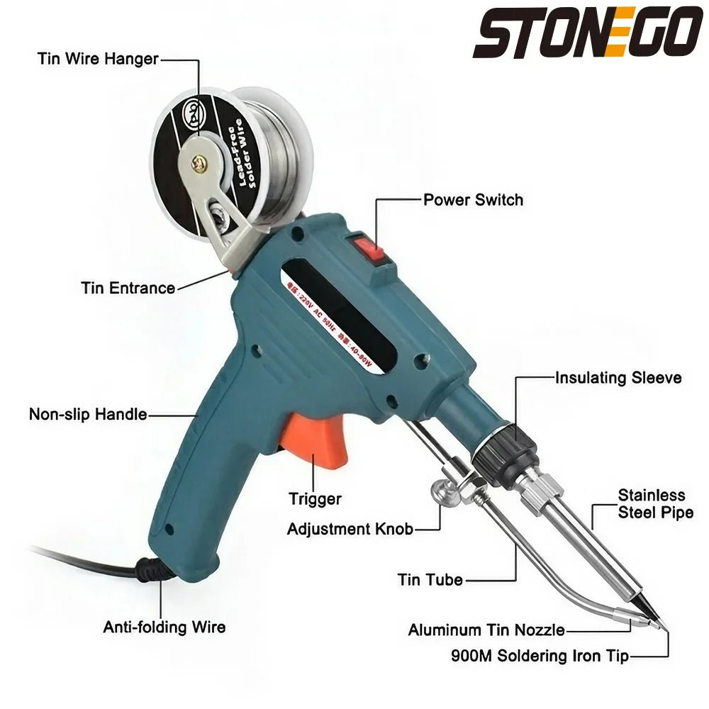 Automatic Soldering Gun 60W Handheld Soldering Iron with Internal Heating Welding Tool Kit Dual Voltage 110V 240V Smart Wire Feed Solder Station Iron Stand for Electronic Circuit Board PCB Repair Great for DIY Electronics Rep