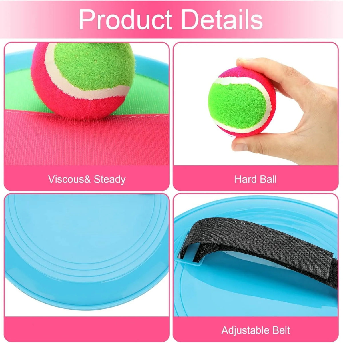Sticky Ball Toys - Outdoor Play, Beach Toys, Throw And Ball Sets With 2 Paddles And 1Ball, Beach Play Set Playground Set For