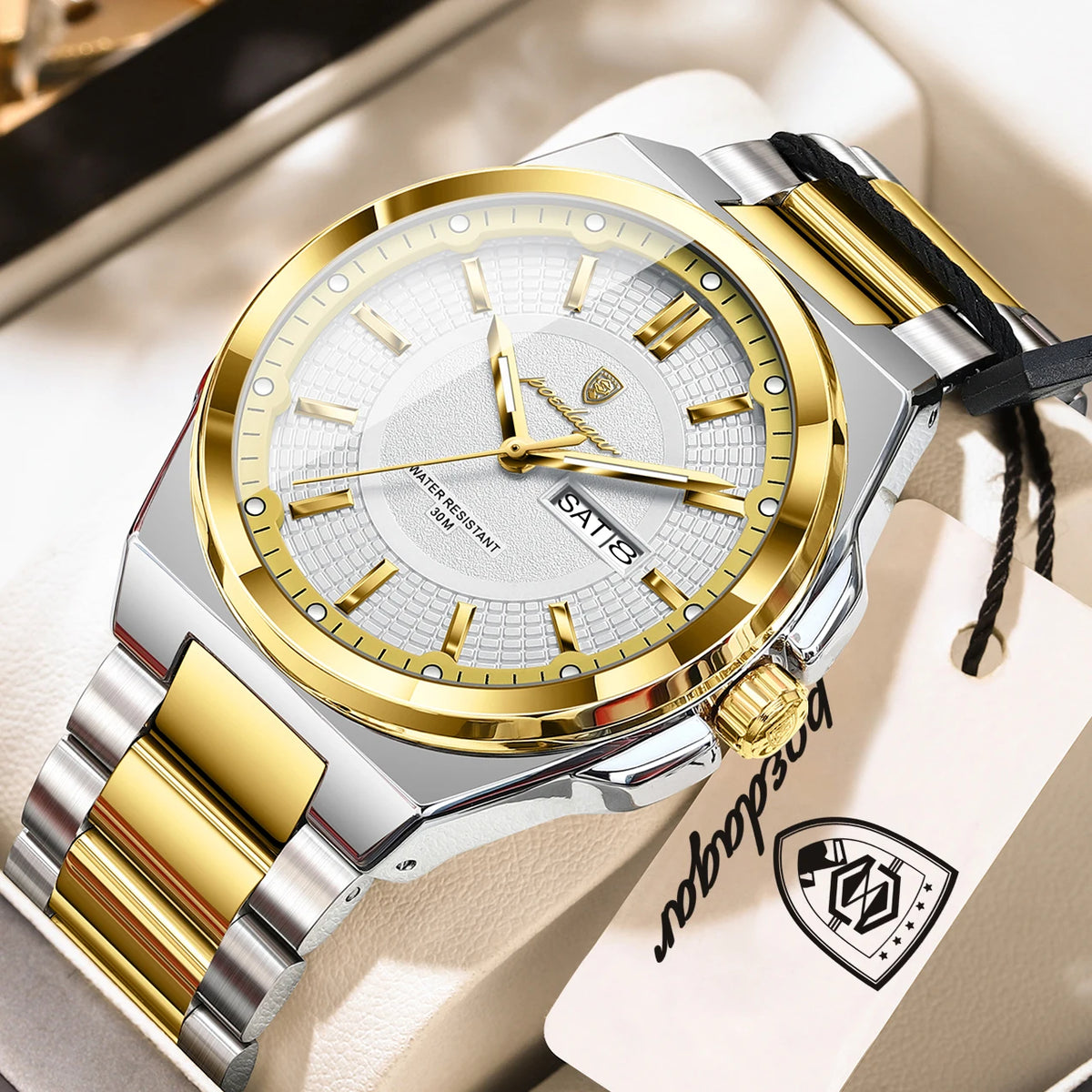 POEDAGAR Original Business Quartz Men Wristwatch High Quality Stainless Steel Waterproof Luminous Stylish Man Watch Date Week Fashion Casual Men's Watches