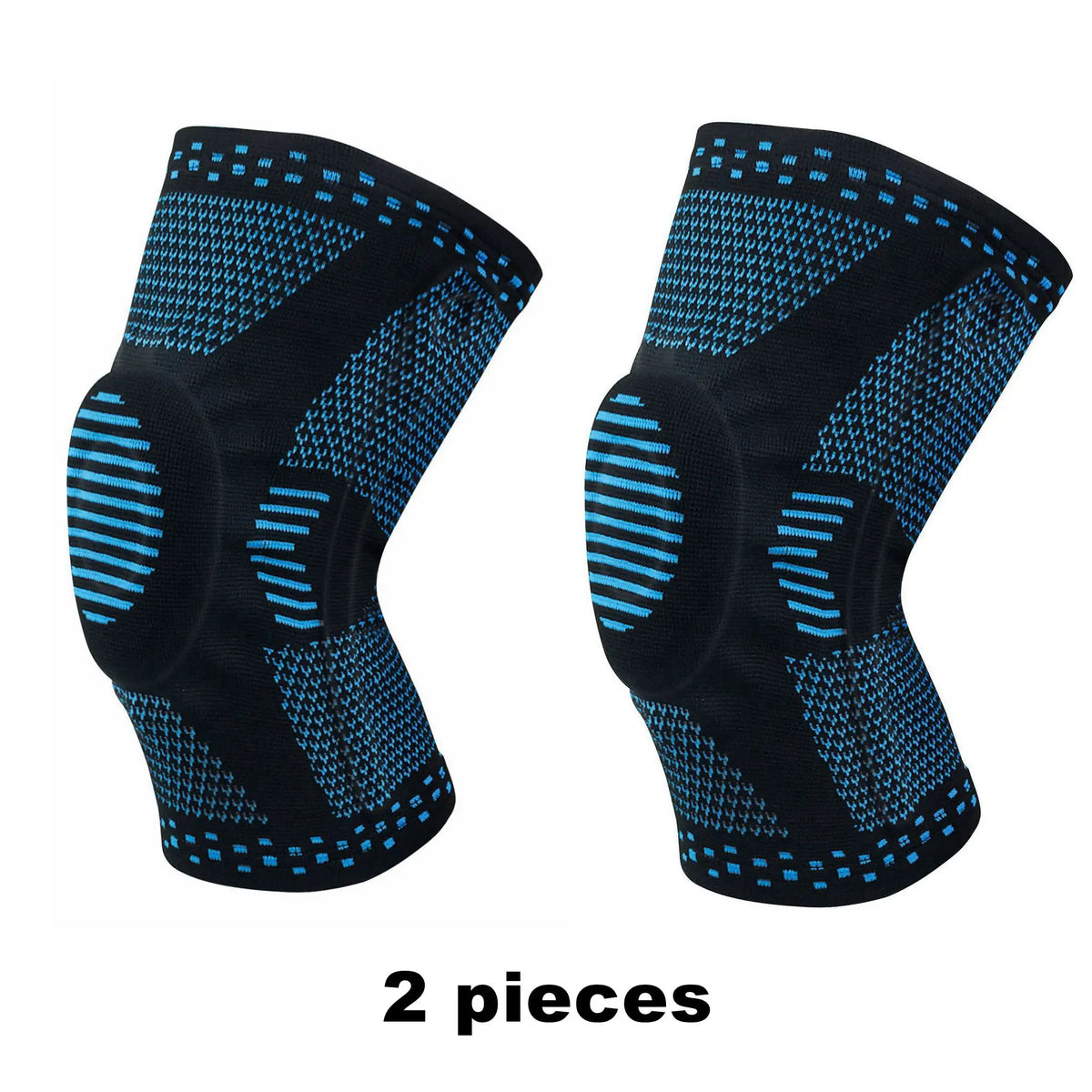 Pack of 2 Anti-Slip Grip Knitted Pattern Polyester Blend Knee Compression Sleeves - Patella Support Pads, Breathable Sports Protectors for Men & Women with Knee Pain Relief, Pack Of Two