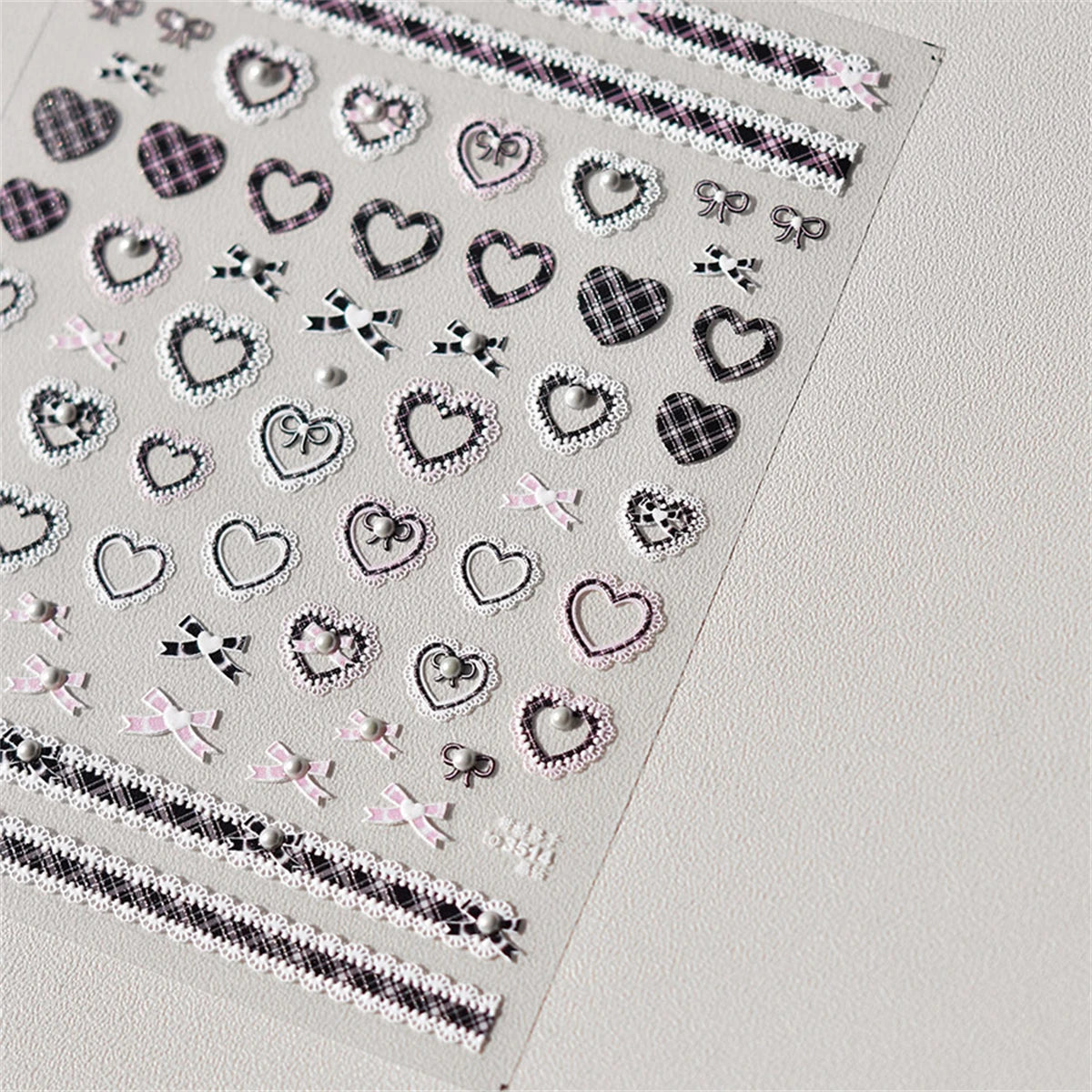 1pcs 5D Relief Kawaii Lace Nail Art Stickers Sweet Cool Japanese Lattice Nail Decoration Decals Self‑Adhesive Accessories DIY