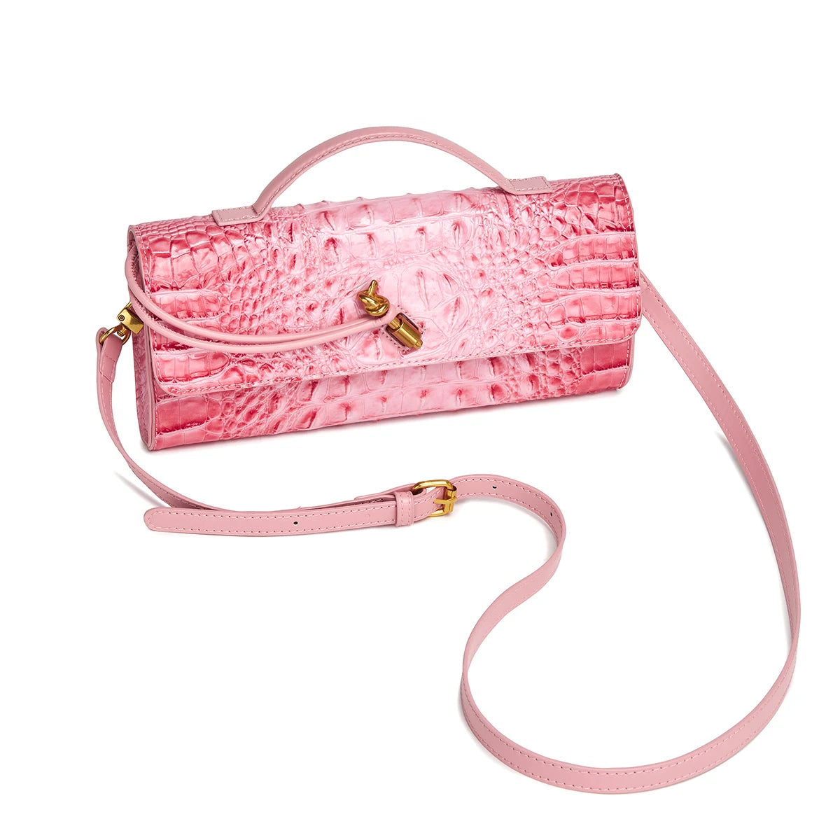 Crocodile Embossed Rectangular Clutch Handbag with Top Handle & Detachable Crossbody Strap, Twist Lock Flap Shoulder Bag for Outdoor Camping Beach Travel Wedding Occasions, Large Capacity Portable Shoulder Purse Holding Smart