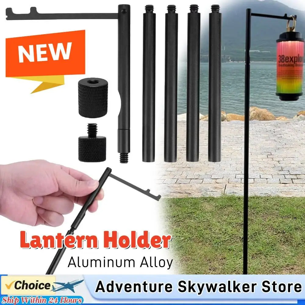 Folding Camping Lamp Pole 1/4 Tripod Screw Lamp Post Hanging Light Holder Stick Fishing Picnic BBQ Outdoor Camping Accessories