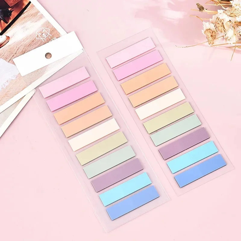 Self-Stick Notes, PET Waterproof Sticky Notes, Solid Color Plain Notepad, Cute Stationery Decals for Students Scrapbooking Journal, School Gift