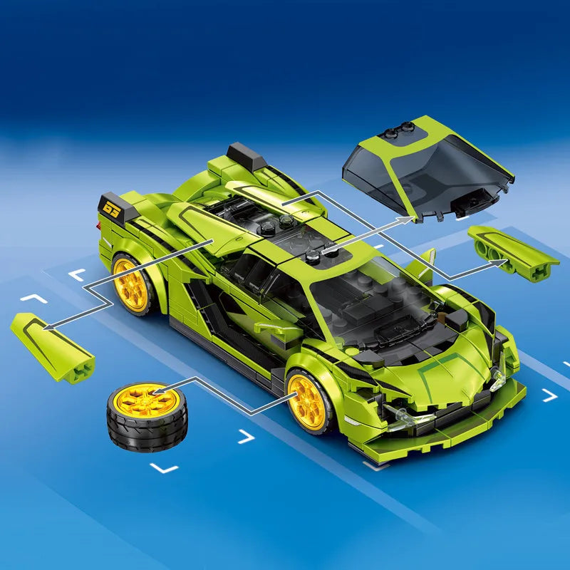 Sports Car Supercar Assembly Building Blocks MOC Racing Vehicle Model Construction Set Toys Christmas Gift