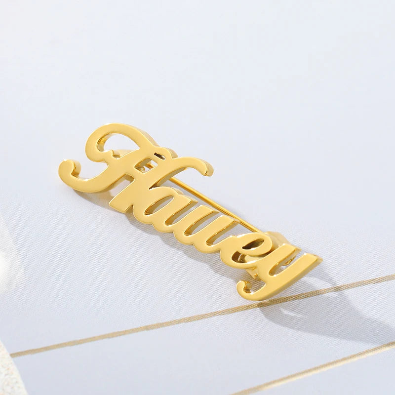 Stainless Steel Custom Name Brooches Personalized Date Lapel Pin Wedding Jewelry For Women Men Fashion Accessories Birthday Gift