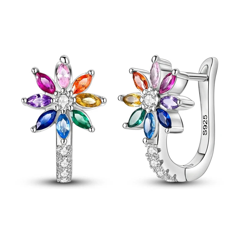 MULA 925 Sterling Silver Earring Stud For Women Fine Jewelry Gift Butterfly Four-leaf Clover Flowers Firefly Zircon Hoop Earring