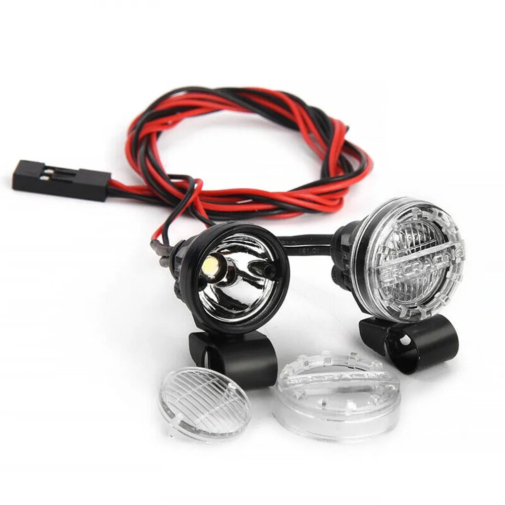 2Pcs LED Spotlight Headlights Dome Light 16mm For Axial TRX4 SCX10 1/10 1/8 RC Crawler Car Accessories 3V-7.4V White Lamp