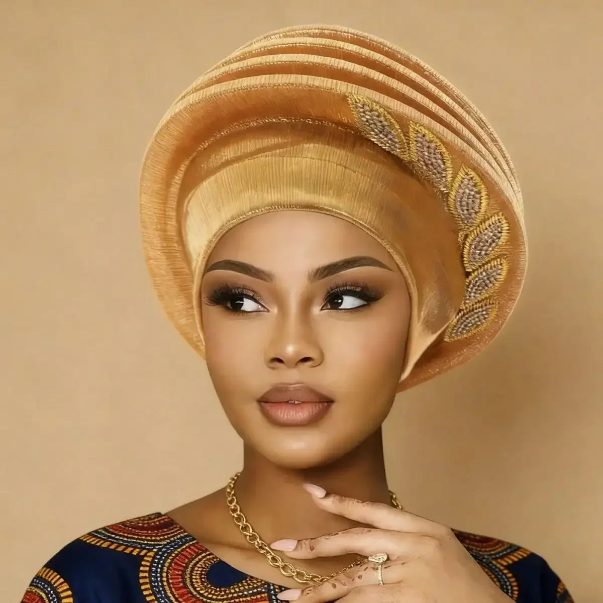 2026 Women African Hat, Elegant Pleated Leaves Turban Hat Head Wrap Fashion Accessories