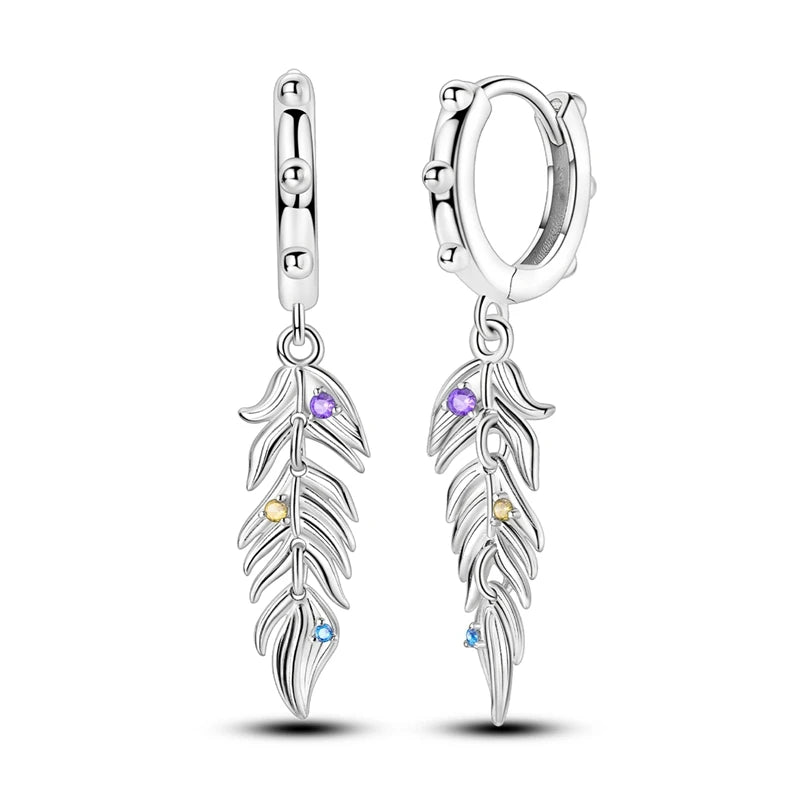 MULA 925 Sterling Silver Earring Stud For Women Fine Jewelry Gift Butterfly Four-leaf Clover Flowers Firefly Zircon Hoop Earring