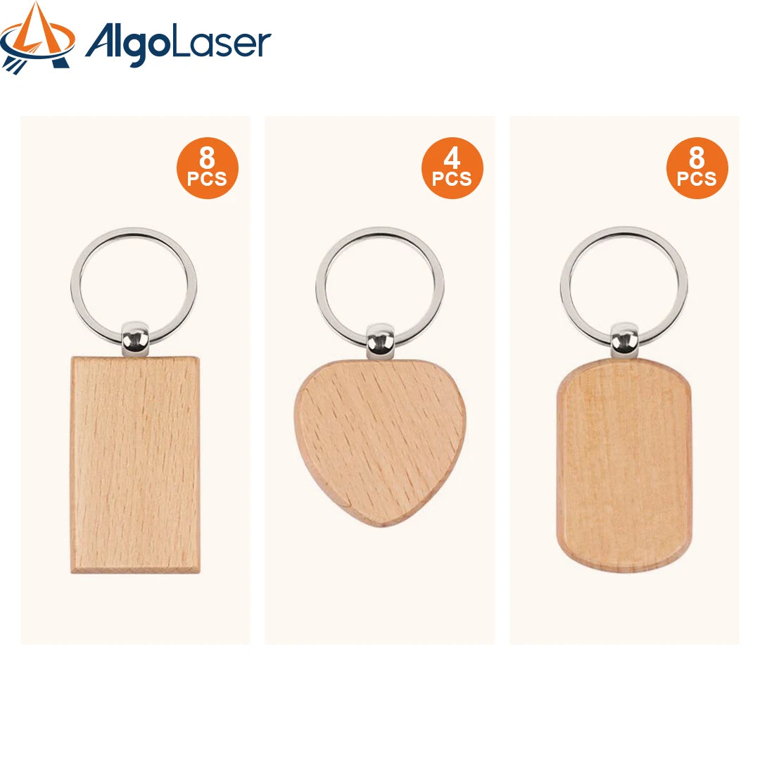 20PCS Mixed Shape Blanks Wood Keychains Suitable for Laser Engraving Gift Wholesale DIY Tag Laser Keychain Making Name Logo Gift
