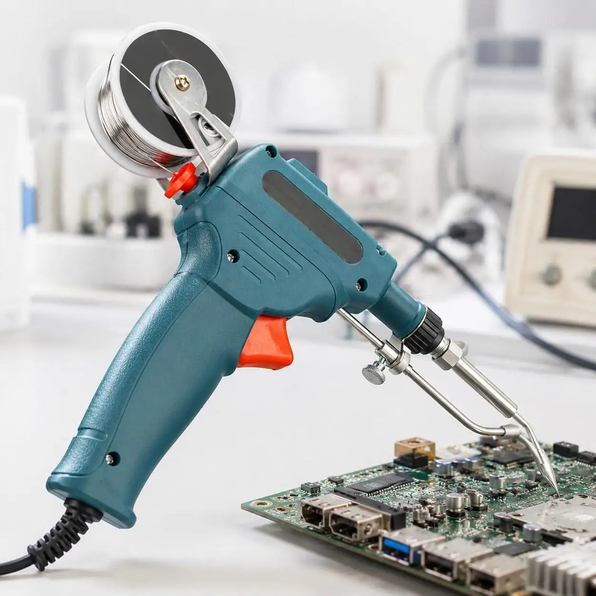 Automatic Soldering Gun 60W Handheld Soldering Iron with Internal Heating Technology 110V 220V Dual Voltage Smart Wire Feed Welding Station Kit for Electronic Circuit Board PCB Repair Iron Stand Perfect for SMD Rework Electro