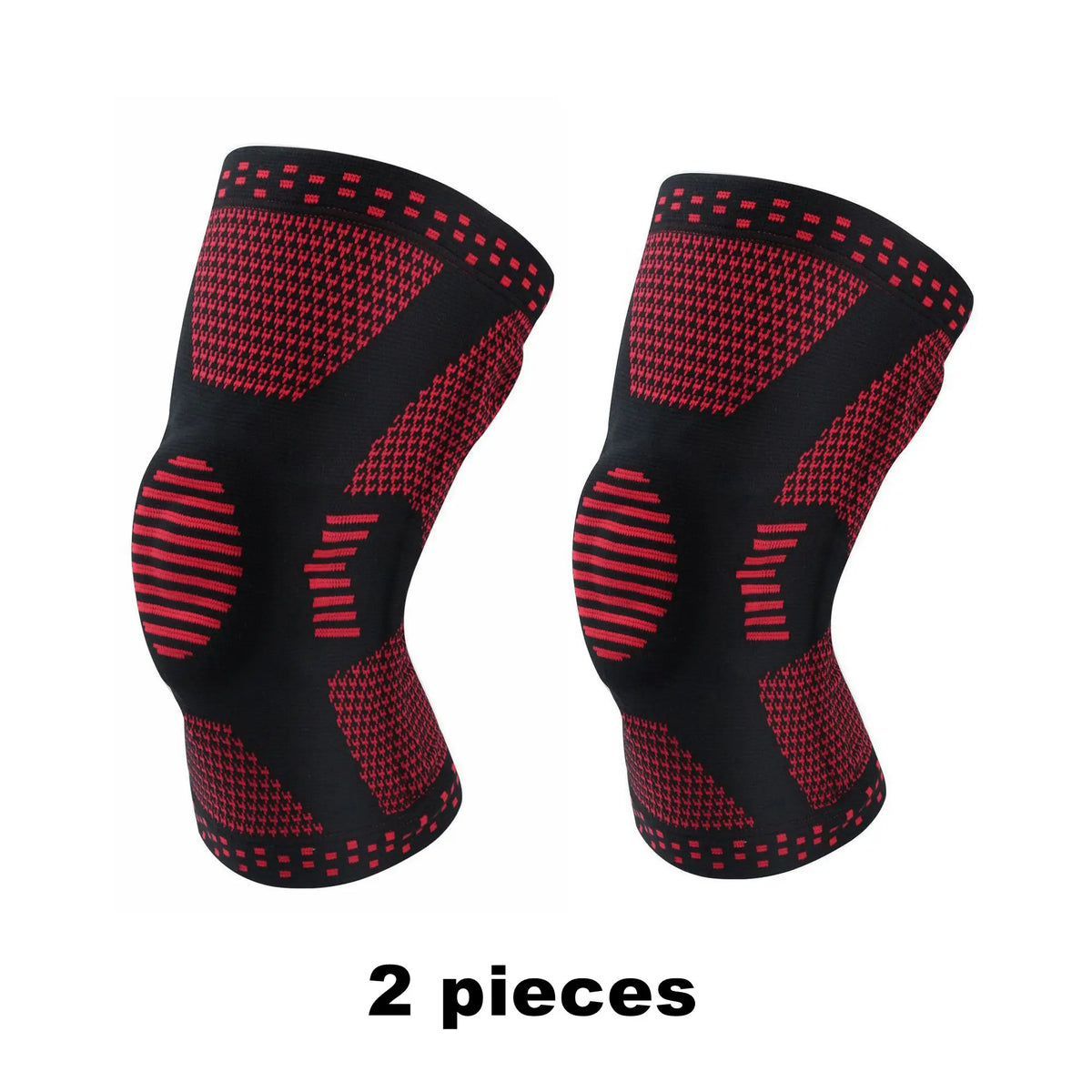 Pack of 2 Anti-Slip Grip Knitted Pattern Polyester Blend Knee Compression Sleeves - Patella Support Pads, Breathable Sports Protectors for Men & Women with Knee Pain Relief, Pack Of Two