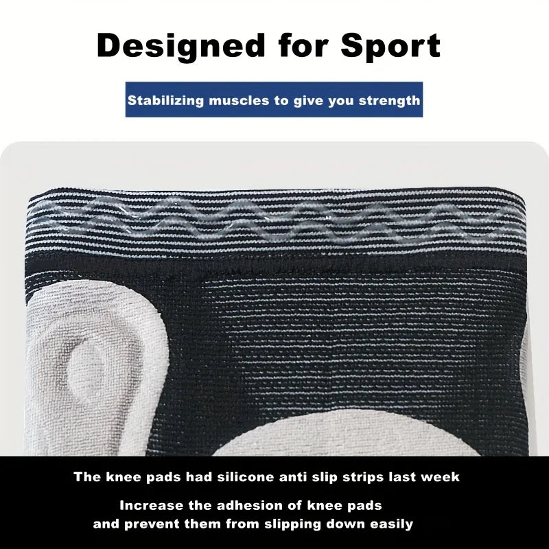 Pack of 2 Anti-Slip Grip Knitted Pattern Polyester Blend Knee Compression Sleeves - Patella Support Pads, Breathable Sports Protectors for Men & Women with Knee Pain Relief, Pack Of Two