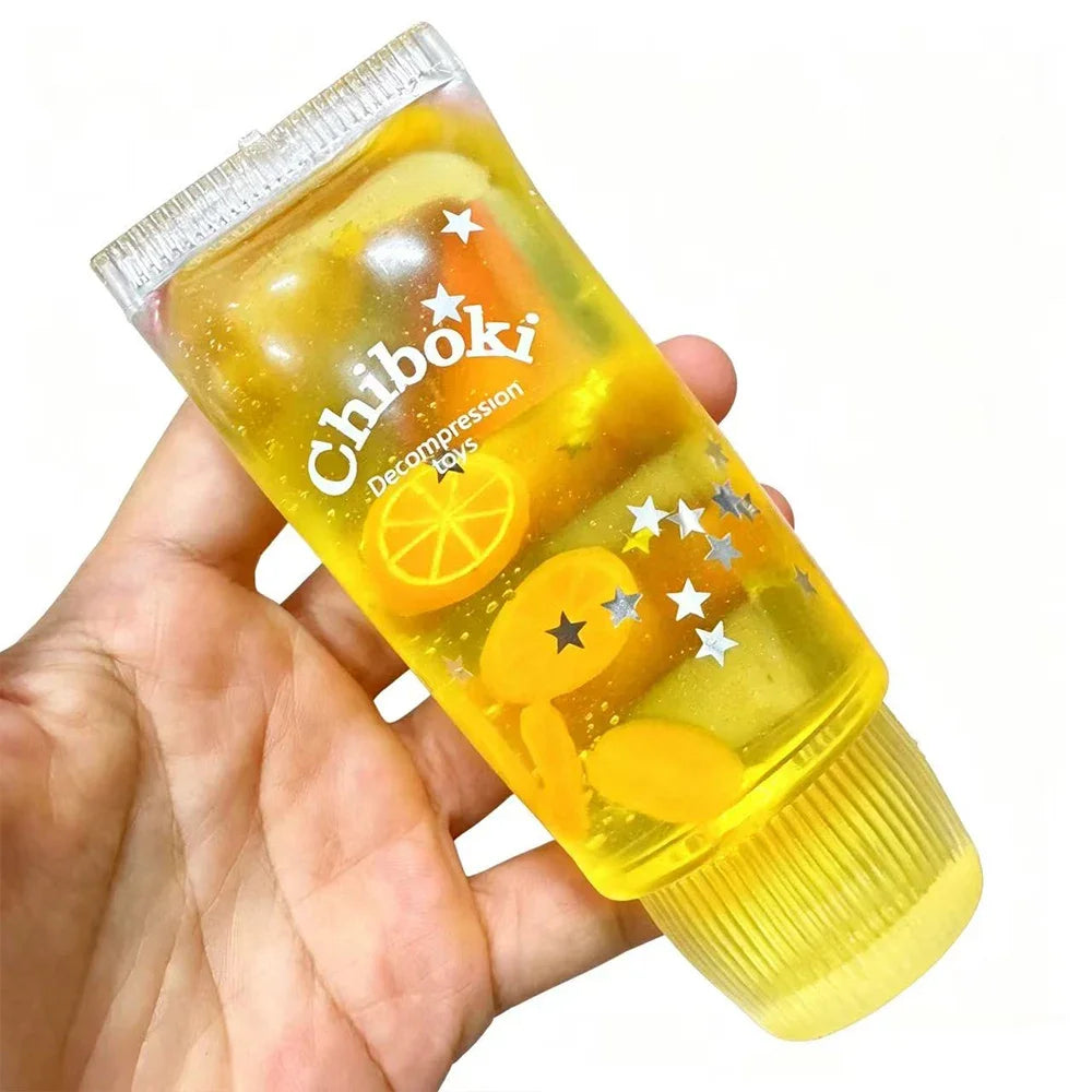 1pc Cute Fruit Maltose Filled Squishy Toy TPR Soft Deformable Squeeze Toy Slow Rebound Stress Relief Fidget Toy Relaxation Toys.