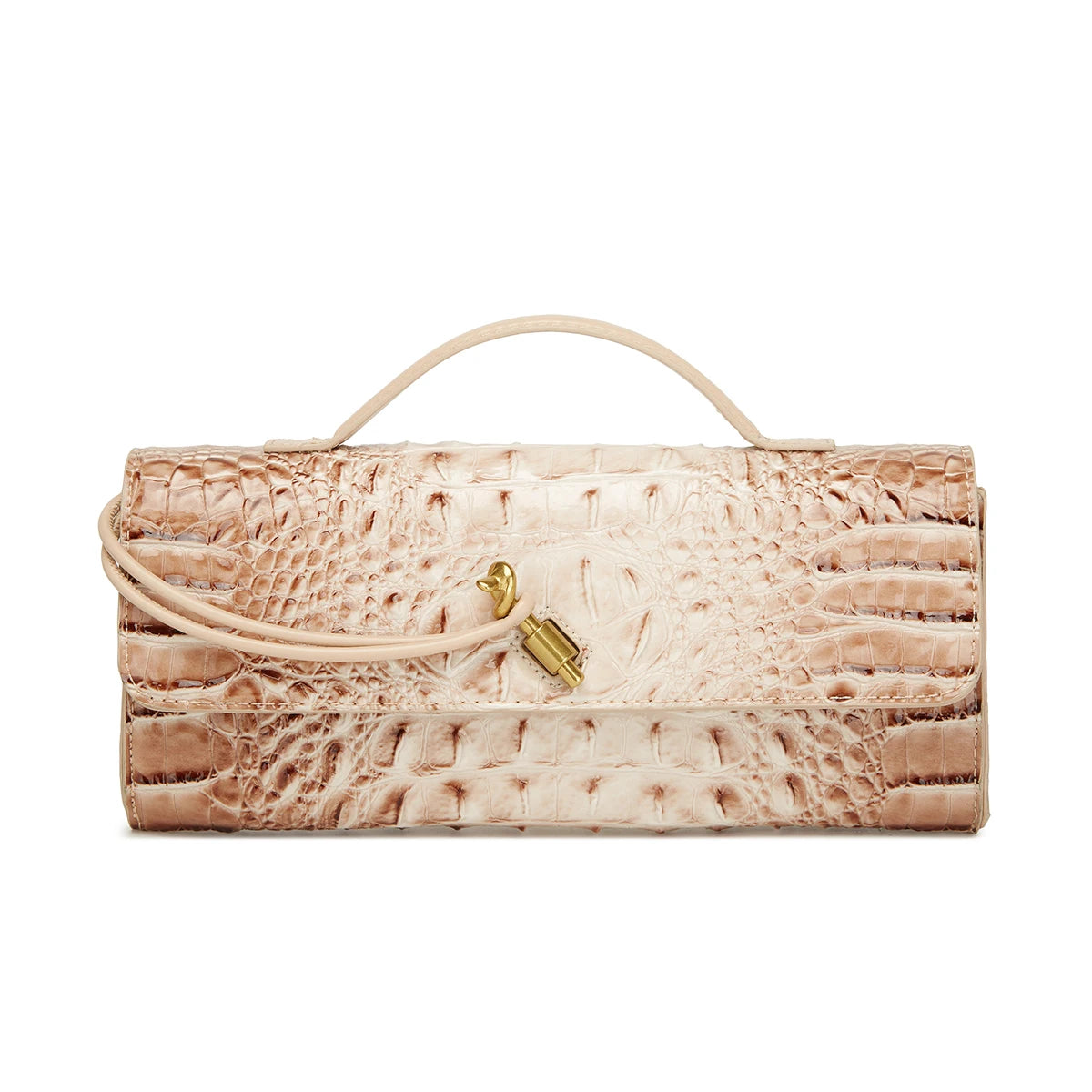 Crocodile Embossed Rectangular Clutch Handbag with Top Handle & Detachable Crossbody Strap, Twist Lock Flap Shoulder Bag for Outdoor Camping Beach Travel Wedding Occasions, Large Capacity Portable Shoulder Purse Holding Smart