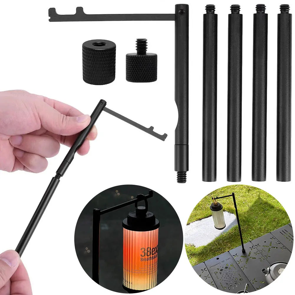 Folding Camping Lamp Pole 1/4 Tripod Screw Lamp Post Hanging Light Holder Stick Fishing Picnic BBQ Outdoor Camping Accessories