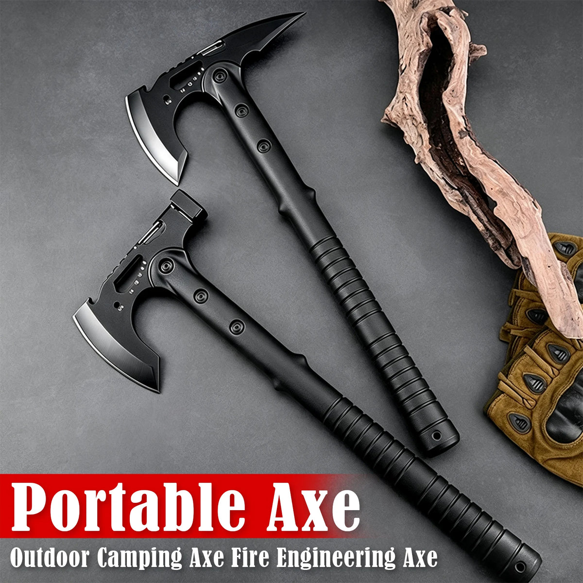 Multifunction Outdoor Camping Axe Assault Axe, Stainless Steel Sharp Survival Tactical Tomahawk with Sheath, New Model Engineer’s Axe, Camping and Rock-Splitting Axe, Bone-Cutting Knife, Multifunctional Tactical Axe