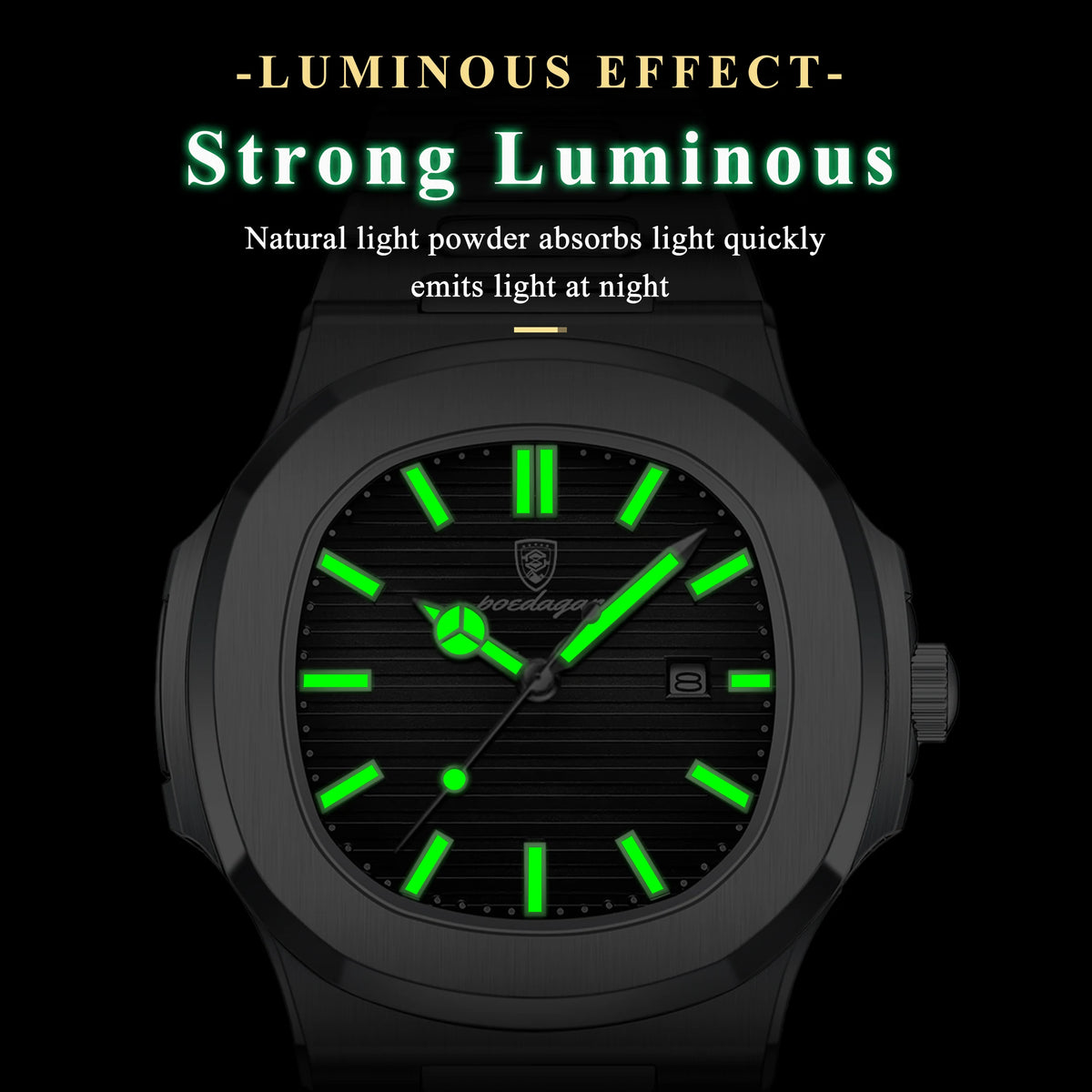 POEDAGAR Square Luxury Men Wristwatch Waterproof Luminous Date High Quality Stainless Steel Male Clock Business Sports Quartz Watches For Men Reloj Hombre