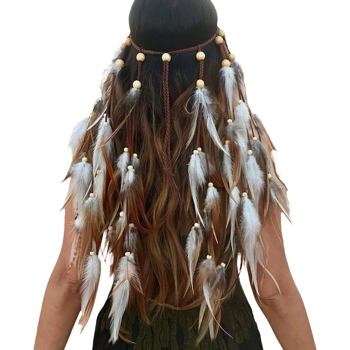 Bohemian Hippie Headband Dream Catcher Feather Headdress Ladies Fashion Peacock Feather Headbands Festival Hair Accessories