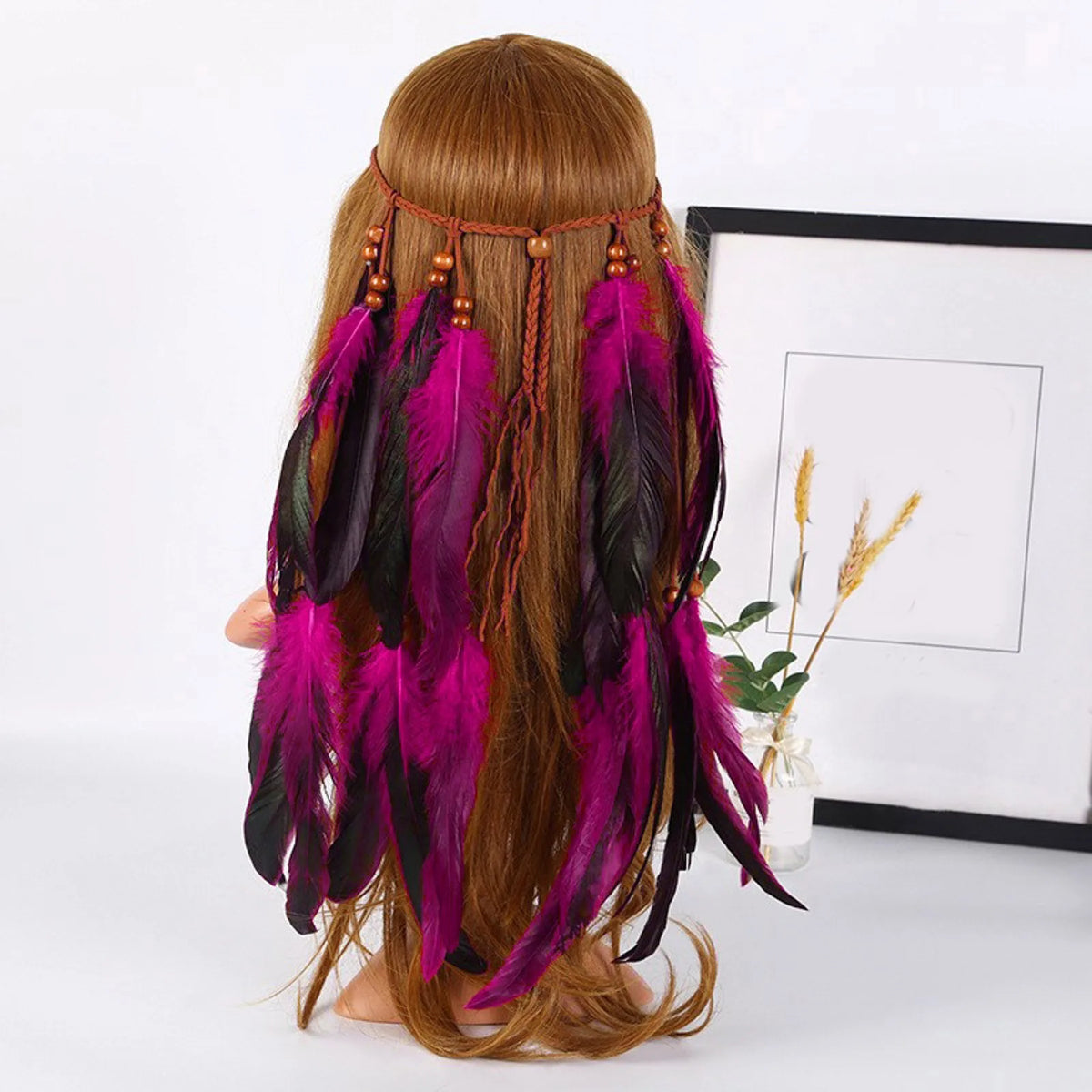 Bohemian Hippie Headband Dream Catcher Feather Headdress Ladies Fashion Peacock Feather Headbands Festival Hair Accessories