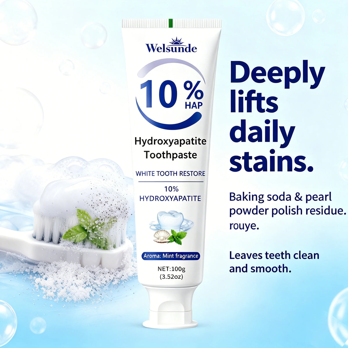 Powerful Whitening Toothpaste for Teeth & Deep Cleaning - Natural Mint Flavor, Breath Freshness, Micro-Polishing, Gentle on Sensitive Tooth & Gums, Oral Health, Specialized Dental Care, Suitable for Everyone, Perfect for Dail