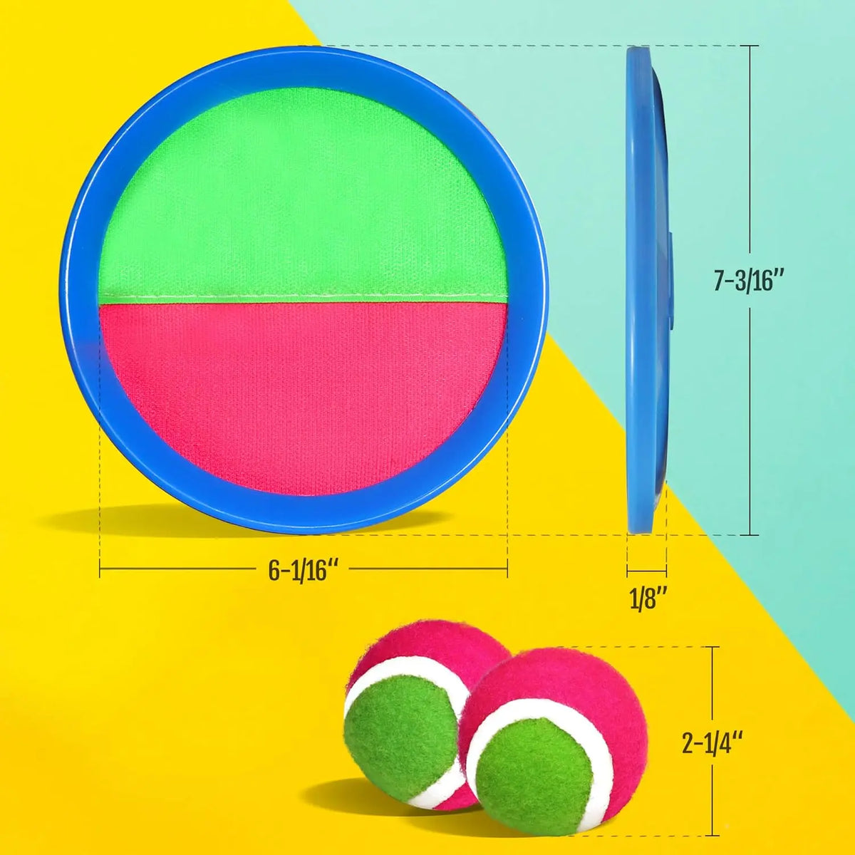 Sticky Ball Toys - Outdoor Play, Beach Toys, Throw And Ball Sets With 2 Paddles And 1Ball, Beach Play Set Playground Set For