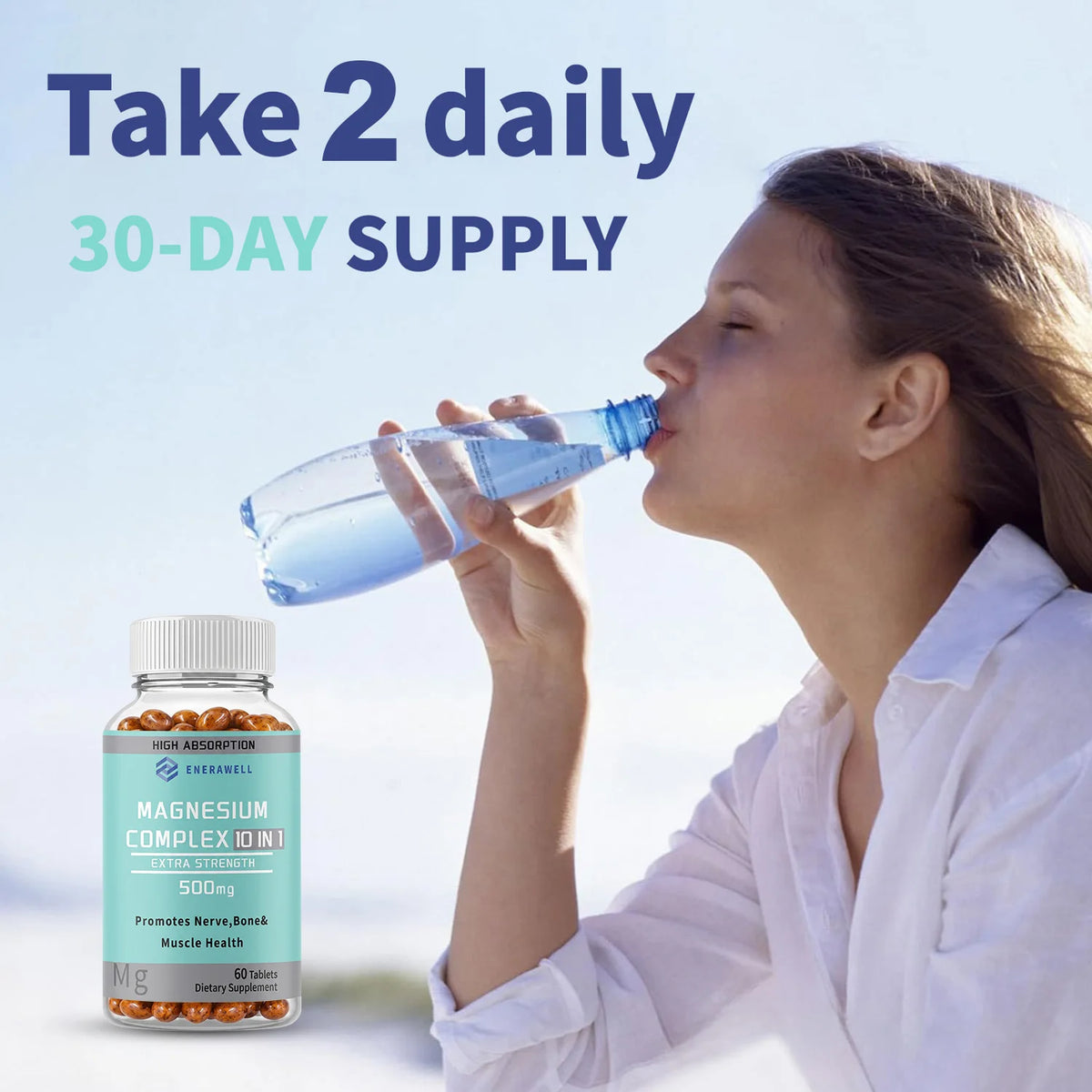 Magnesium 10-IN-1 Complex Capsules - Bone & Heart Health Supplement, Sleep Support,Muscle Relaxation,Stress & Anxiety Relief
