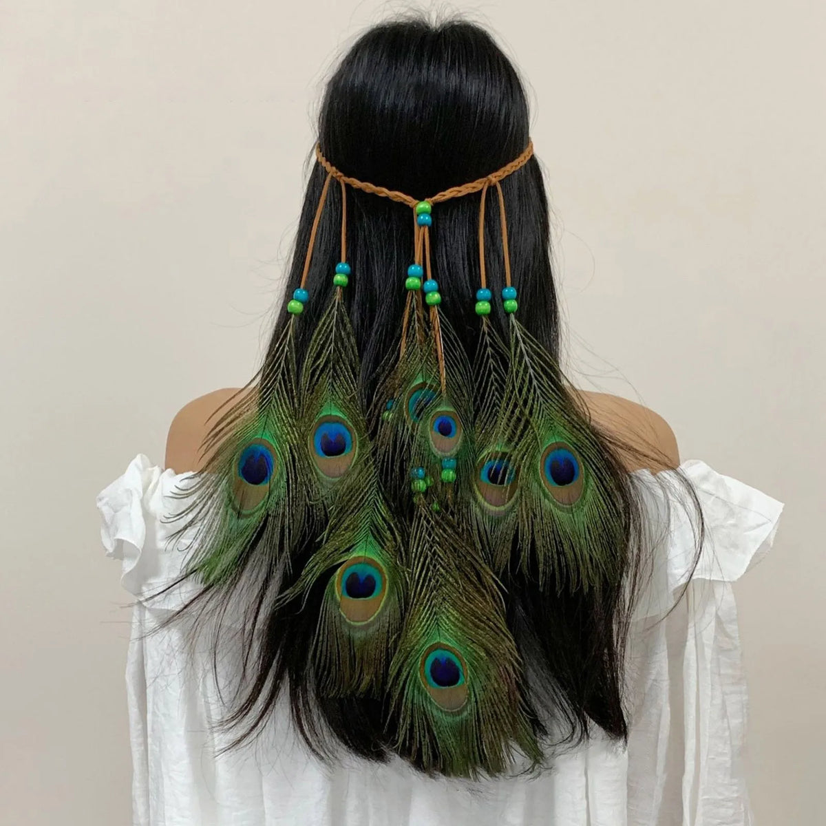 Bohemian Hippie Headband Dream Catcher Feather Headdress Ladies Fashion Peacock Feather Headbands Festival Hair Accessories