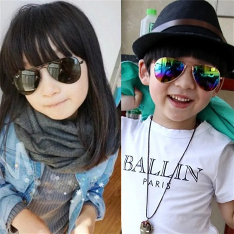 New Vintage Sunglasses New Fashion Baby Kids Boy Girl Pilot Sunglasses Metal Frame Goggles Glasses for Kids Children