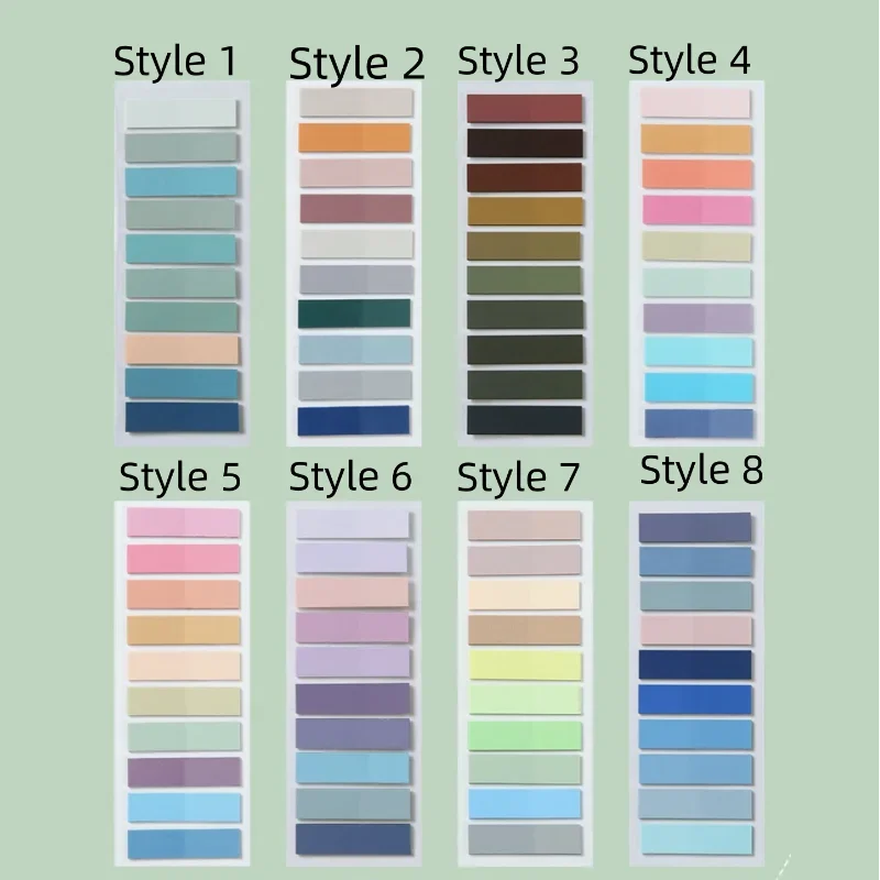 Self-Stick Notes, PET Waterproof Sticky Notes, Solid Color Plain Notepad, Cute Stationery Decals for Students Scrapbooking Journal, School Gift