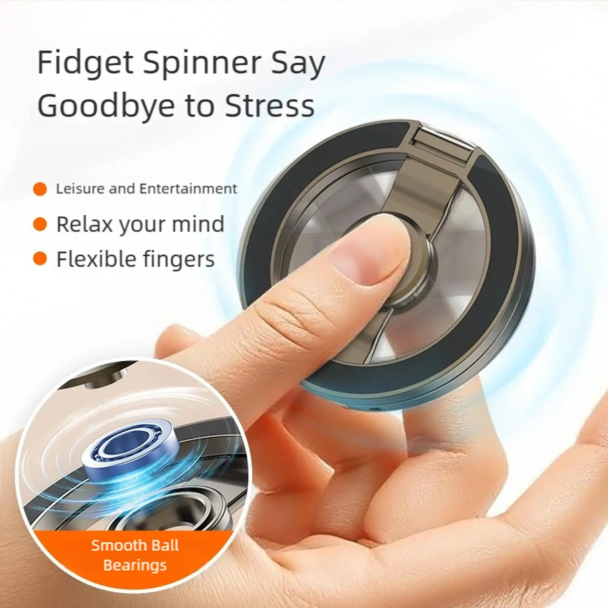 Phone Stand & Fidget Spinner Combo, Dual Magnetic Ring Stand, Fidget Toys Adults, Foldable, 360° Rotation, Desk Phone Stand, MagSafe Compatible, Stress Relief Accessory for Home/Office/Travel/Gym