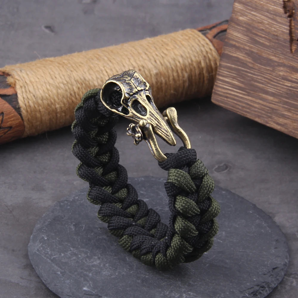 Never Fade Rock Viking Wolf Bracelet Men's handmade cord Wolf Bead Punk Bracelets Biker Jewelry