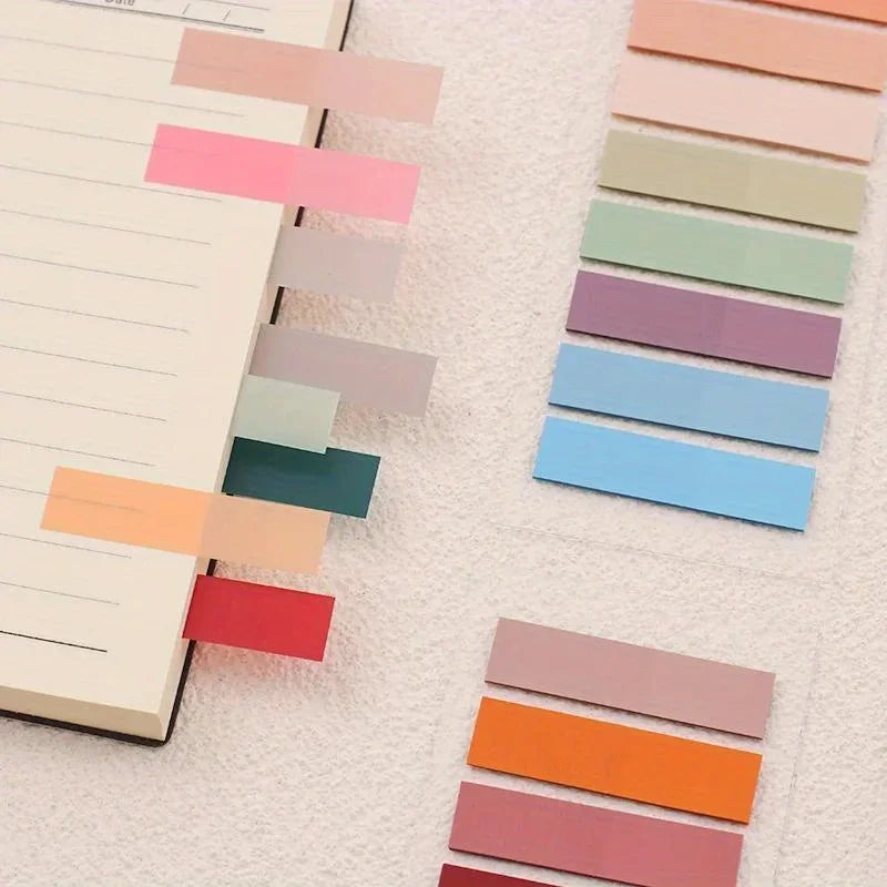 Self-Stick Notes, PET Waterproof Sticky Notes, Solid Color Plain Notepad, Cute Stationery Decals for Students Scrapbooking Journal, School Gift