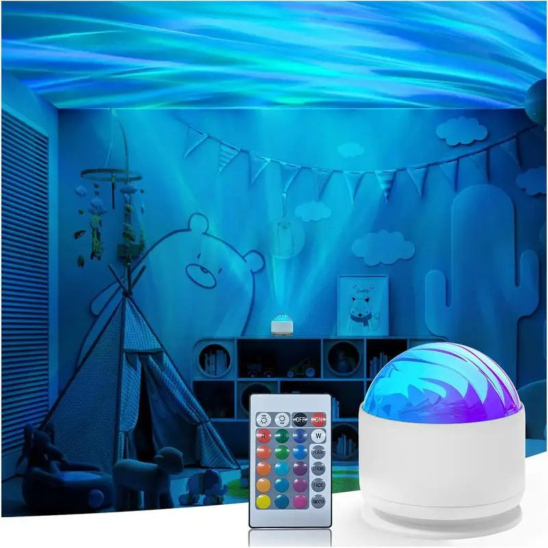 2 Modes Ocean Wave Projector Lamp 3D Water Ripple LED Night Light Romantic Atmosphere Projection Lamp for Bedroom Home Decor