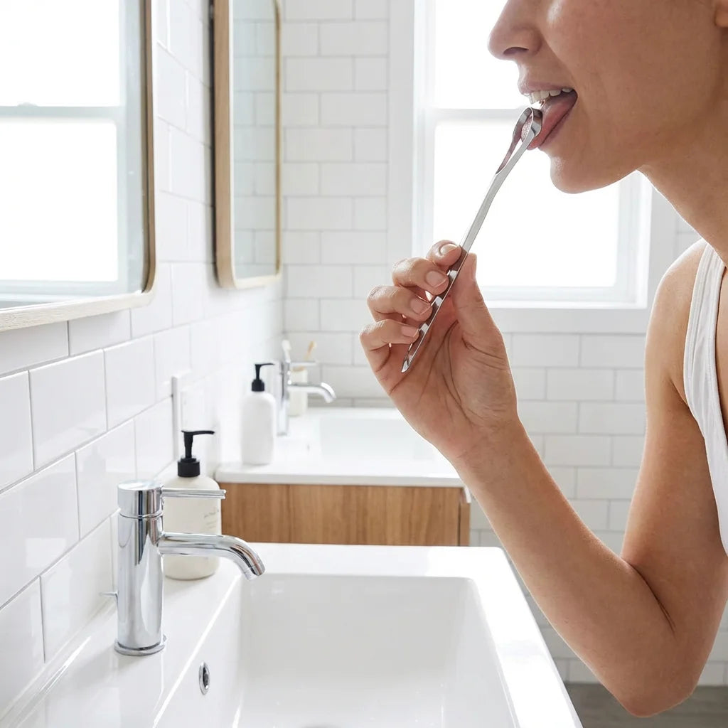 Travel Portable Tongue Scraper, Oral Hygiene Kit, Companion to Toothbrush, Compact & Hygienic Case Included