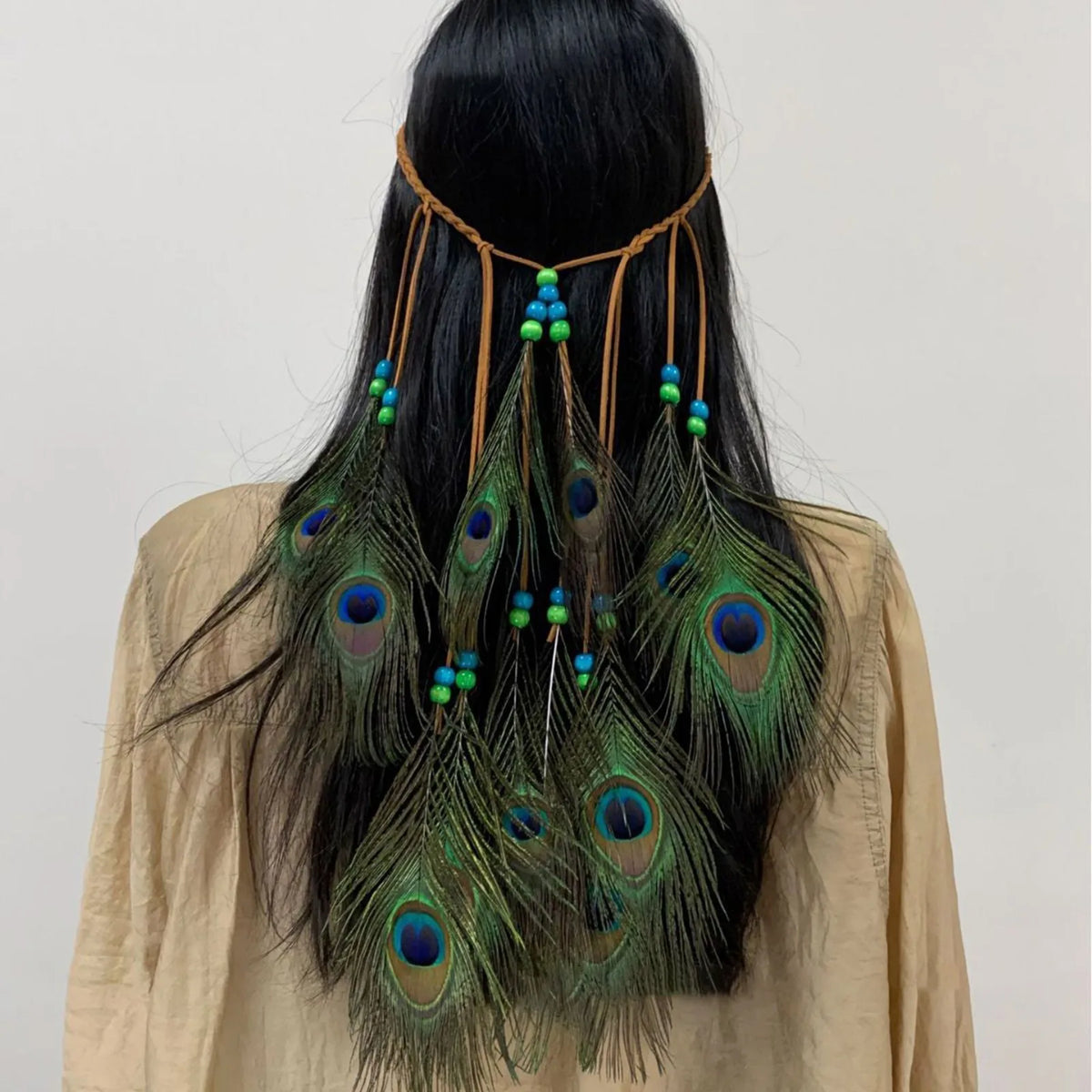 Bohemian Hippie Headband Dream Catcher Feather Headdress Ladies Fashion Peacock Feather Headbands Festival Hair Accessories